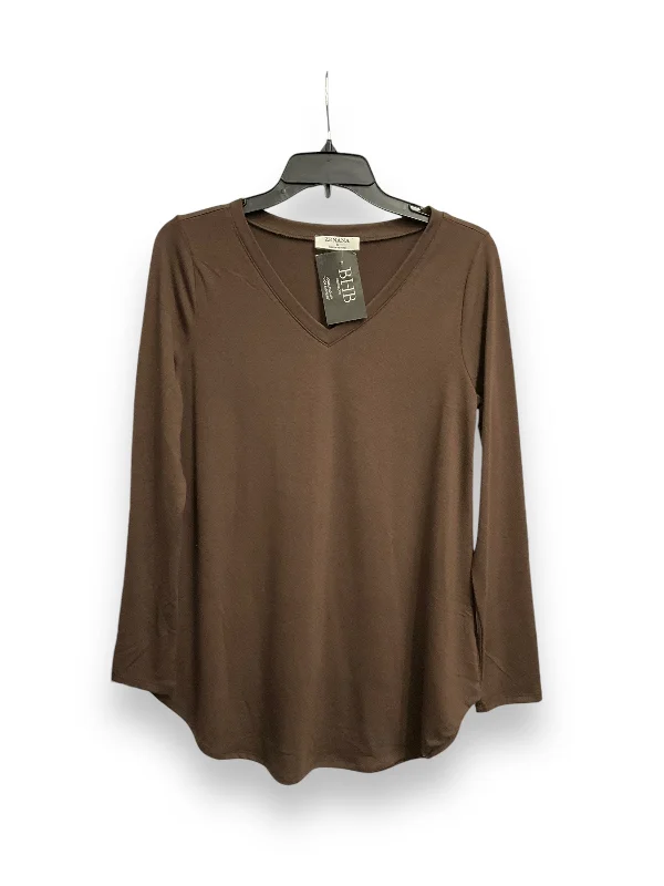 Flash Deals Top Long Sleeve Basic By Zenana Outfitters In Brown, Size: S