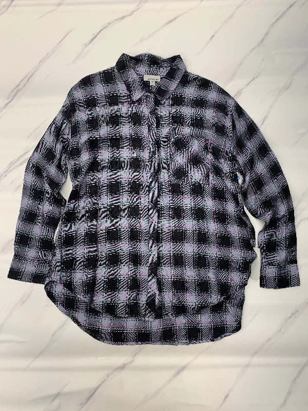 Closeout Top Long Sleeve By Allison Joy In Plaid Pattern, Size: M