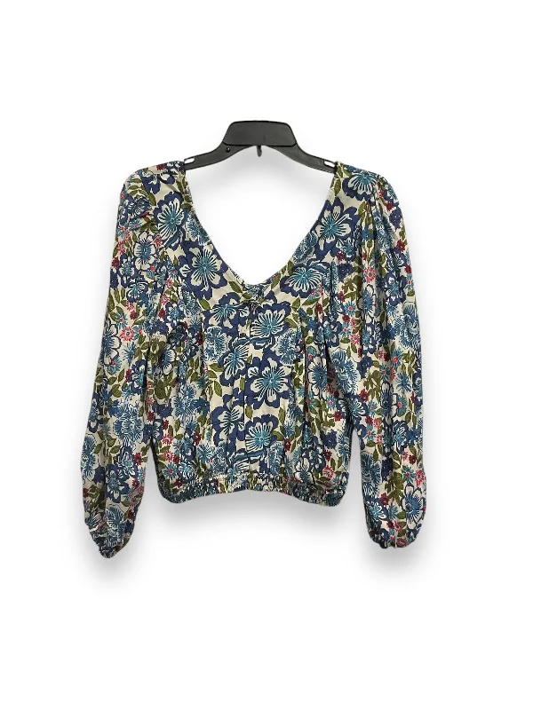 Price Cut Top Long Sleeve By Angie In Floral Print, Size: S