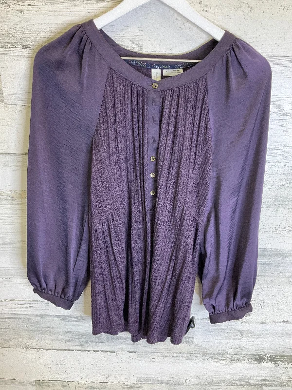 Season Finale Sale Top Long Sleeve By Anthropologie In Purple, Size: M
