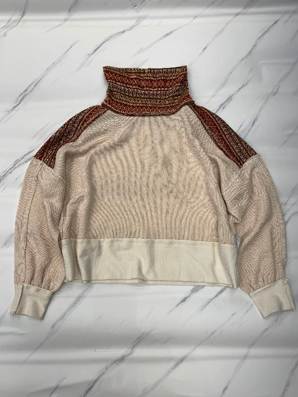 Overstock Top Long Sleeve By Bke In Beige, Size: L