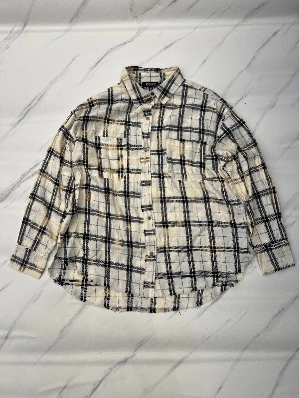 Lowest Prices Top Long Sleeve By Buckle Black In Plaid Pattern, Size: M