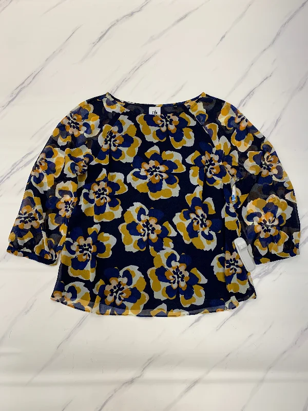 Overstock Sale Top Long Sleeve By Cabi In Blue & Yellow, Size: M