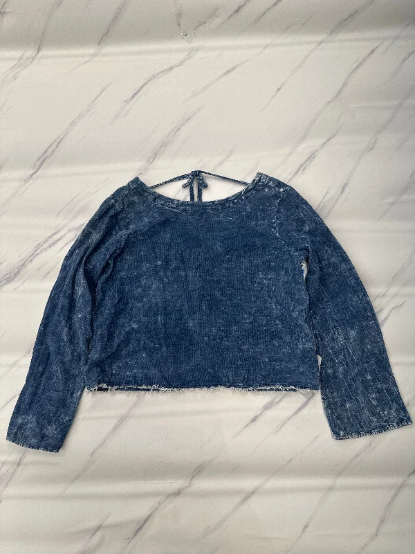 Exclusive Preview Top Long Sleeve By Cloth & Stone In Blue & Brown, Size: M