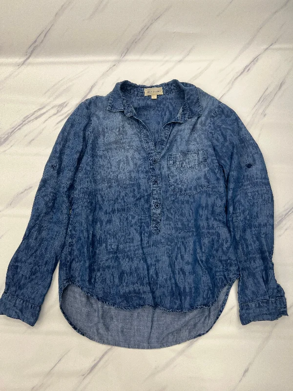 Take Advantage Top Long Sleeve By Cloth & Stone In Blue Denim, Size: S