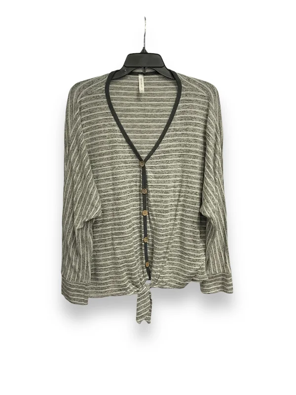 Clearance Event Top Long Sleeve By Emerald In Striped Pattern, Size: L