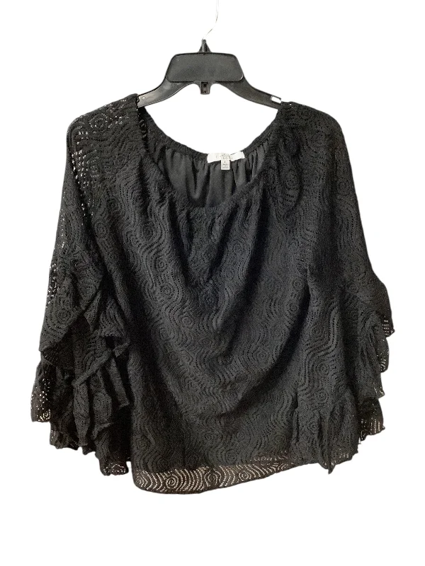 Overstock Top Long Sleeve By Fever In Black, Size: L