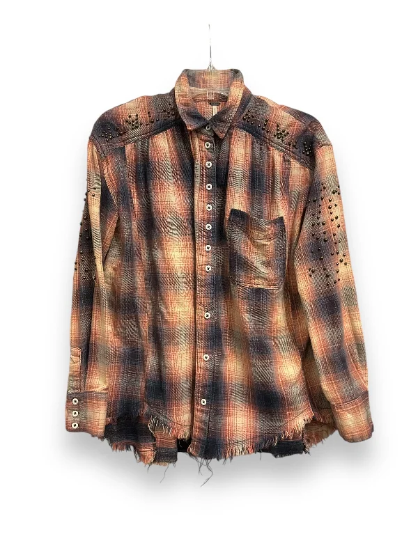 Super Deal Top Long Sleeve By Free People In Plaid Pattern, Size: Xs