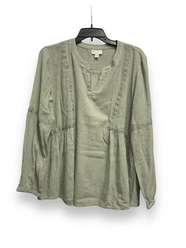 Super Bargain Top Long Sleeve By J. Jill In Green, Size: Xs