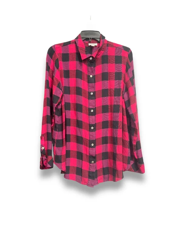 Best Bargains Top Long Sleeve By J. Jill In Plaid Pattern, Size: M