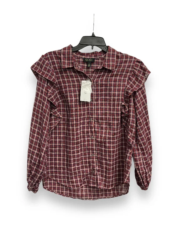 Daily Deals Top Long Sleeve By Jessica Simpson In Plaid Pattern, Size: L
