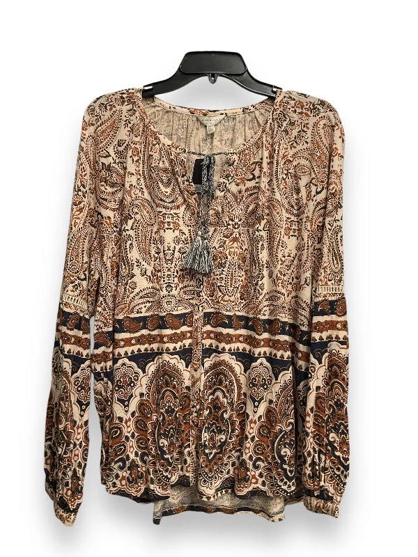 New Markdowns Top Long Sleeve By Lucky Brand In Floral Print, Size: 1x