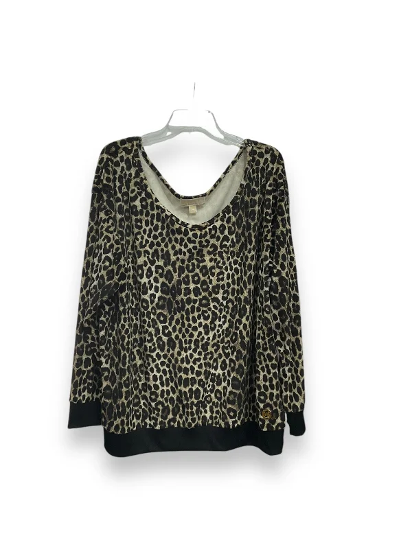 Super Bargain Top Long Sleeve By Michael By Michael Kors In Animal Print, Size: 2x