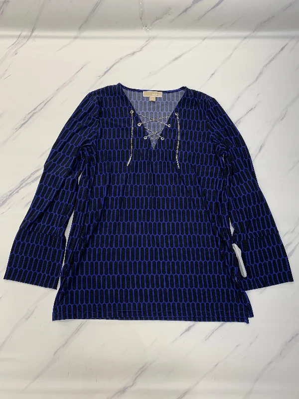 Low Prices Top Long Sleeve By Michael By Michael Kors In Black & Blue, Size: L