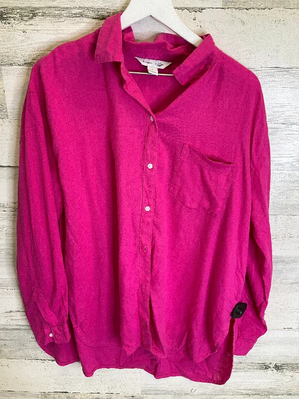 Members Only Top Long Sleeve By Old Navy In Pink, Size: L