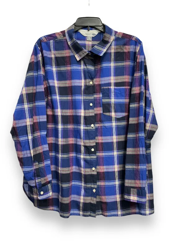 Limited Time Top Long Sleeve By Old Navy In Plaid Pattern, Size: Xxl