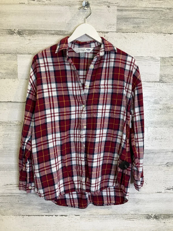 Top Long Sleeve By Old Navy In Red & White, Size: S