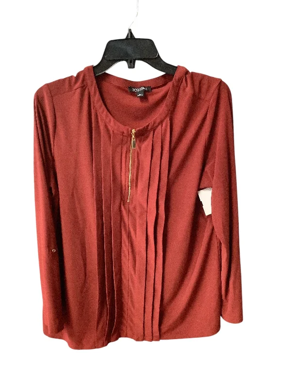 Huge Discounts Top Long Sleeve By Roz And Ali In Maroon, Size: Xl