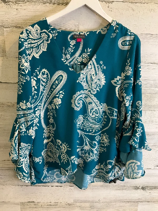 Grand Opening Sale Top Long Sleeve By Vince Camuto In Aqua, Size: L