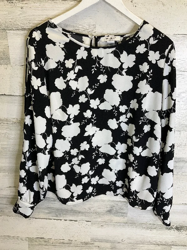 Exclusive Savings Top Long Sleeve By White House Black Market In Black & White, Size: L
