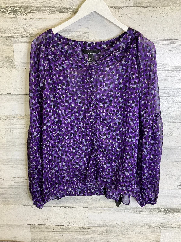 Markdowns Top Long Sleeve By White House Black Market In Purple, Size: L