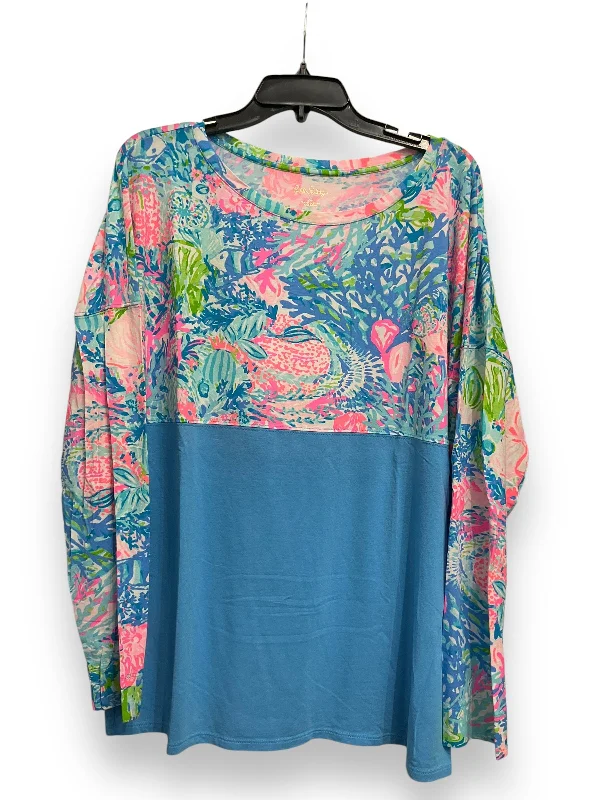 Massive Deals Top Long Sleeve Designer By Lilly Pulitzer In Blue & Pink, Size: Xl