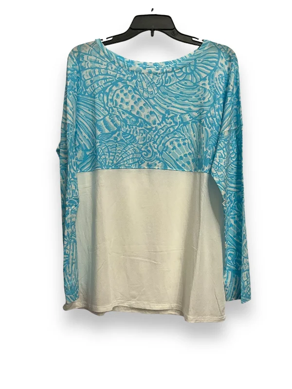 New Markdowns Top Long Sleeve Designer By Lilly Pulitzer In Blue & White, Size: L