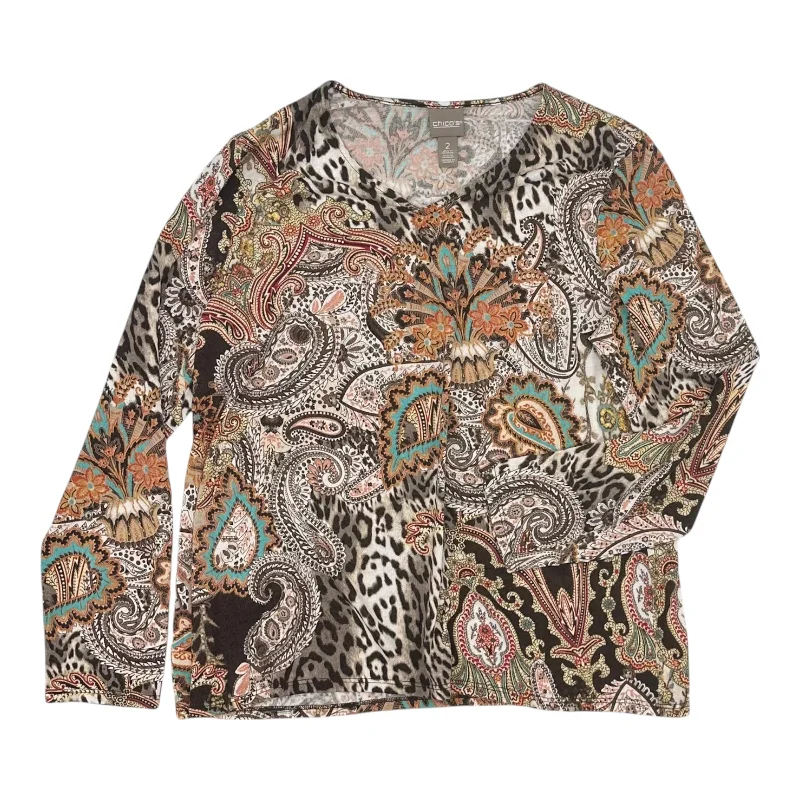 Price Fest Top Ls By Chicos In Brown, Size:L