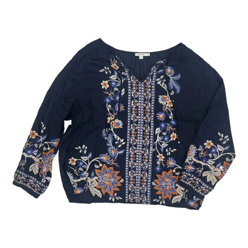 Special Promotion Top Ls By Chicos In Navy, Size:1X