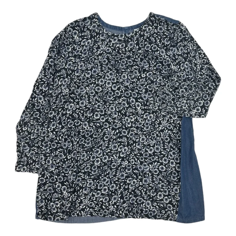 Super Bargain Top Ls By J. Jill In Blue, Size:L