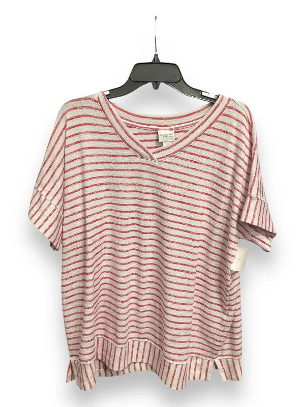Super Deal Top Short Sleeve Basic By Chicos In Striped Pattern, Size: Xl