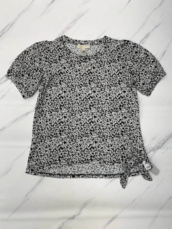 Price Slash Top Short Sleeve Basic By Michael By Michael Kors In Black & White, Size: L