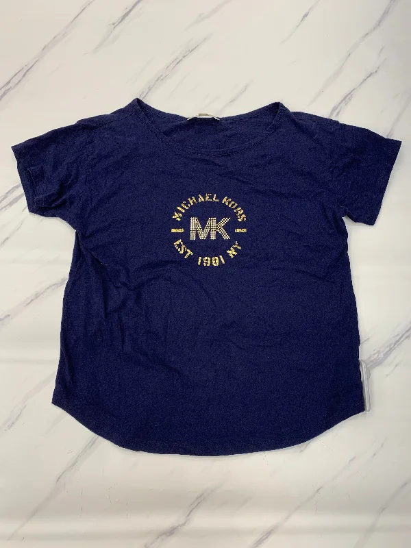 Get It Before It’s Gone Top Short Sleeve Basic By Michael By Michael Kors In Blue & Brown, Size: L