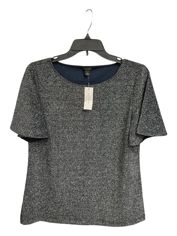 Fantastic Offers Top Short Sleeve By Ann Taylor In Blue & Silver, Size: S