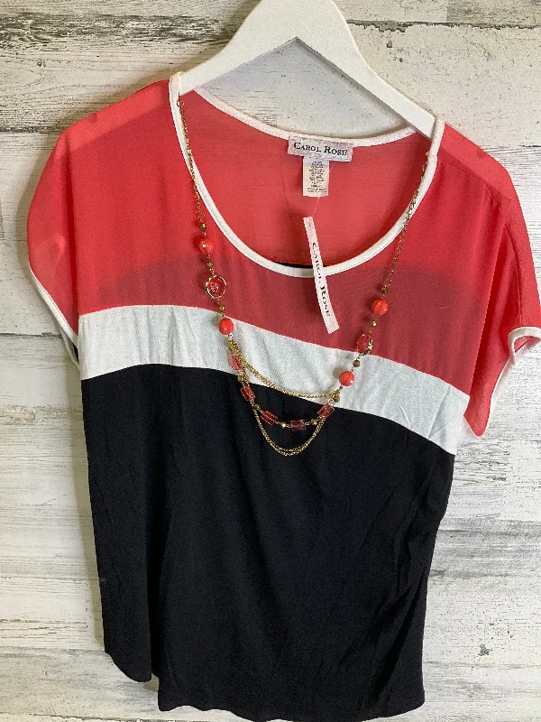 Price Drop Alert Top Short Sleeve By Carol Rose In Pink & White, Size: Xl