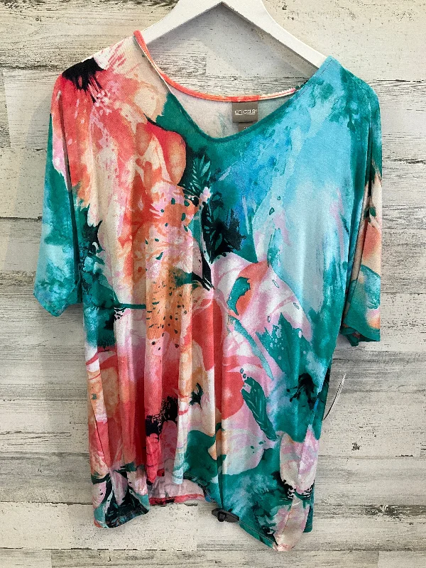 Best Bargains Top Short Sleeve By Chicos In Multi-colored, Size: L