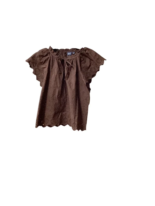 Overstock Top Short Sleeve By Gap In Brown, Size: Xs