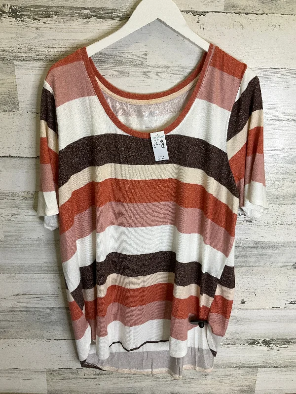 Limited Time Offer Top Short Sleeve By Maurices In Cream & Orange, Size: 2x