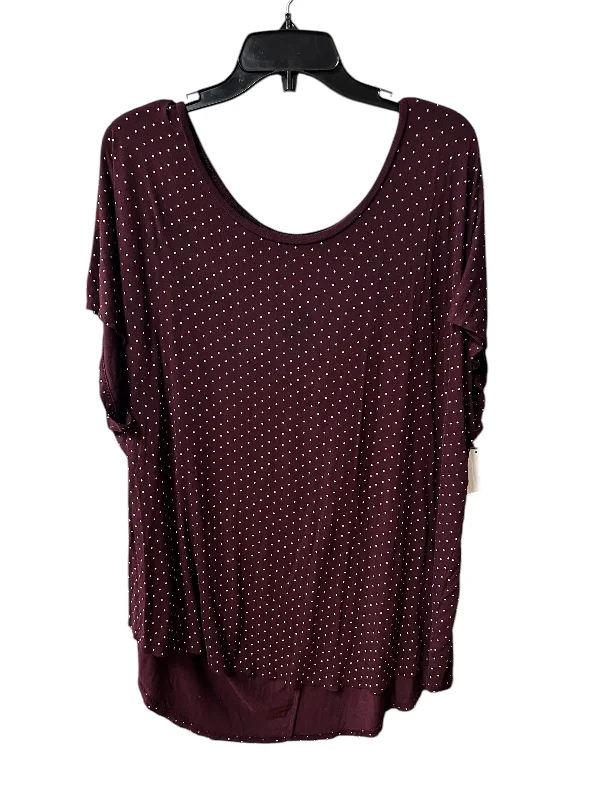 Holiday Sale Top Short Sleeve By Maurices In Maroon, Size: 3x