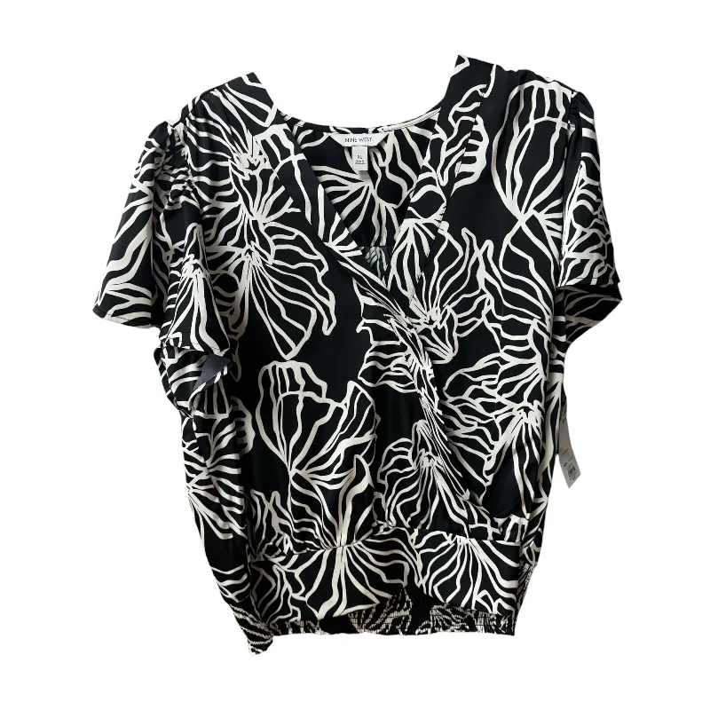 Season Finale Sale Top Short Sleeve By Nine West Apparel In Black & White, Size: Xl