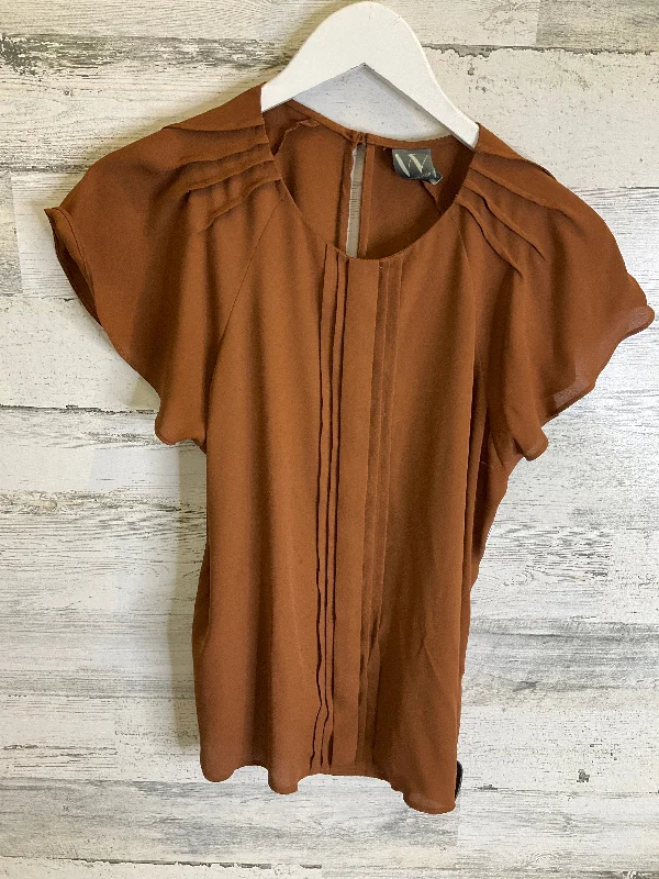 Online Specials Top Short Sleeve By Worthington In Brown, Size: Petite  M