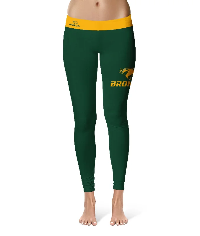 Cal Poly Pomona Broncos Game Day Logo on Thigh Green Yoga Leggings for Women by Vive La Fete