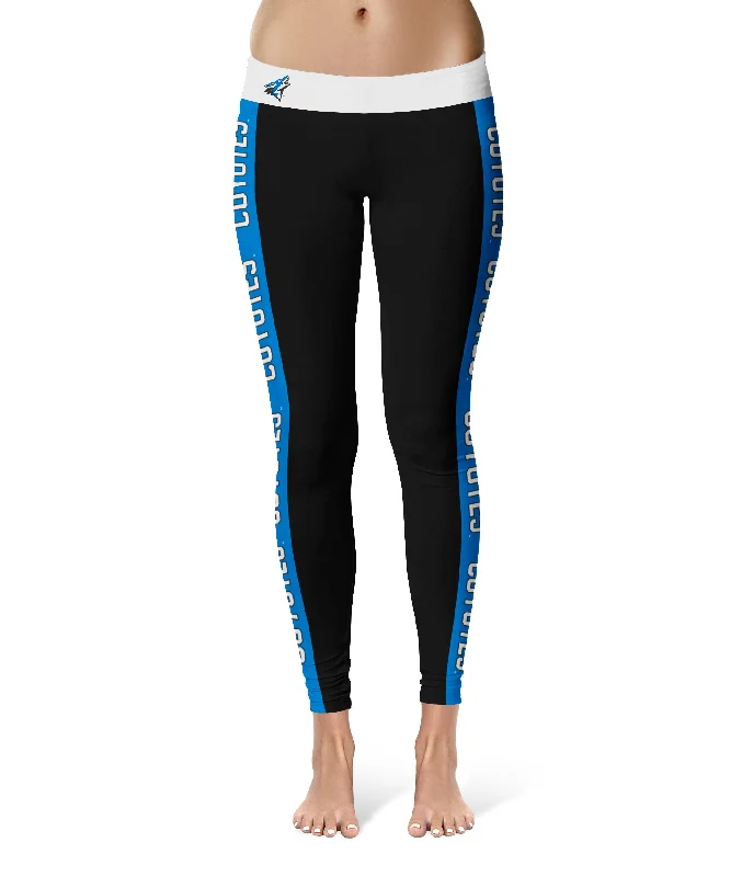 Online Only Cal State San Bernardino Coyotes Game Day Blue Stripes Black Yoga Leggings for Women by Vive La Fete Online Only Cal State San Bernardino Coyotes Game Day Blue Stripes Black Yoga Leggings for Women by Vive La Fete