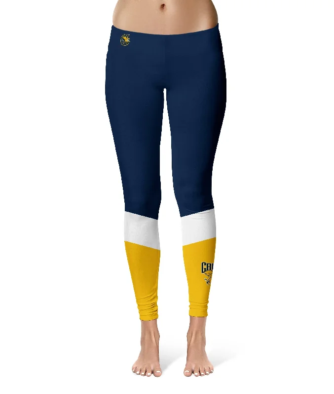 Canisius College Golden Griffins Game Day Ankle Color Block Blue Gold Yoga Leggings for Women by Vive La Fete