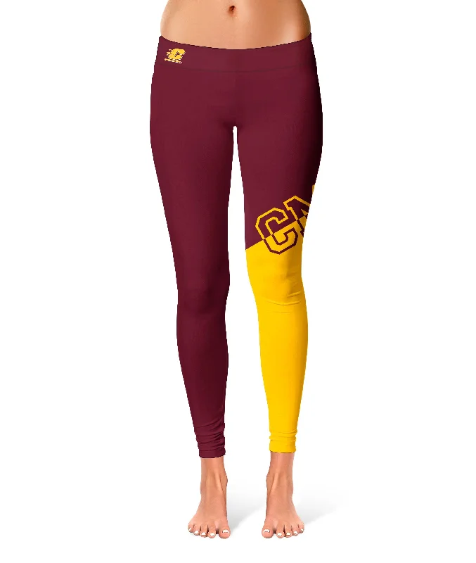 Super Sale Central Michigan Chippewas Game Day Leg Color Block Maroon Gold Yoga Leggings for Women by Vive La Fete Super Sale Central Michigan Chippewas Game Day Leg Color Block Maroon Gold Yoga Leggings for Women by Vive La Fete