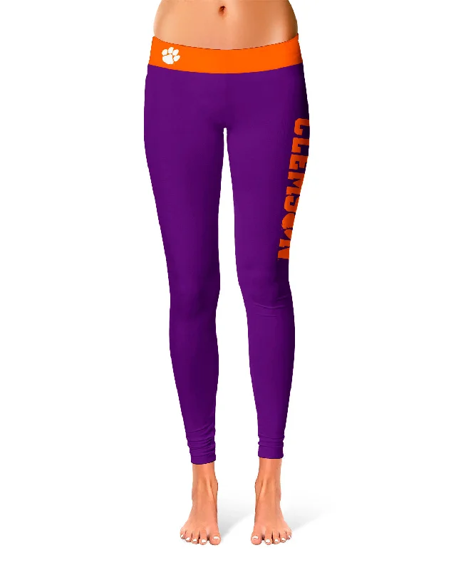 Deal Zone Clemson Tigers Game Day Logo on Thigh Purple Yoga Leggings for Women by Vive La Fete Deal Zone Clemson Tigers Game Day Logo on Thigh Purple Yoga Leggings for Women by Vive La Fete