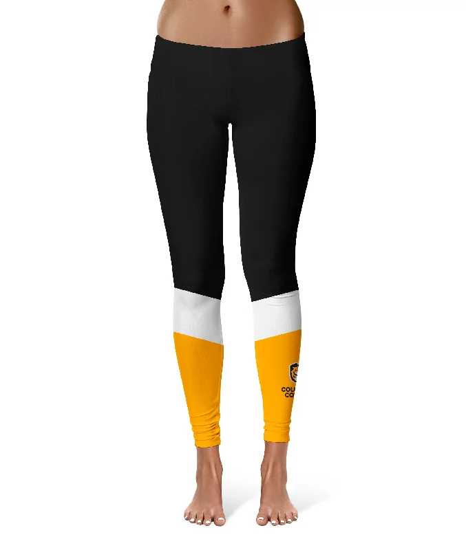 Colorado College Tigers Game Day Ankle Color Block Black Gold Yoga Leggings for Women by Vive La Fete