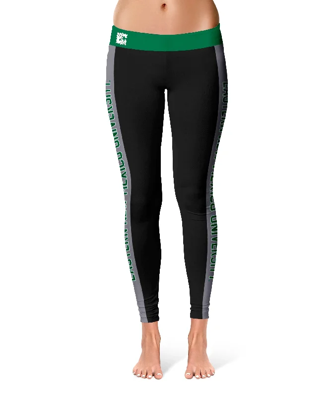 Eastern New Mexico Greyhounds Game Day Gray Stripes Black Yoga Leggings for Women by Vive La Fete