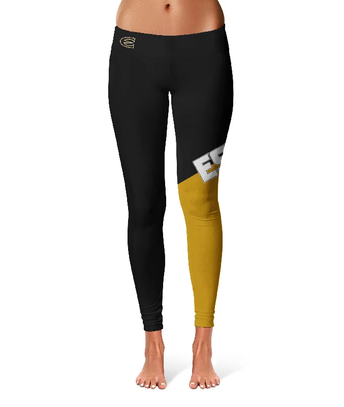 Emporia State Hornets Game Day Leg Color Block Black Gold Yoga Leggings for Women by Vive La Fete