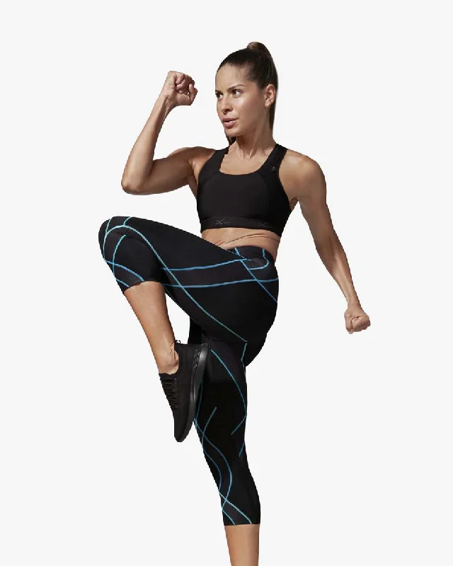 Seasonal Sale Endurance Generator Joint & Muscle Support 3/4 Compression Tight: Women's Black/Cyan Seasonal Sale Endurance Generator Joint & Muscle Support 3/4 Compression Tight: Women's Black/Cyan